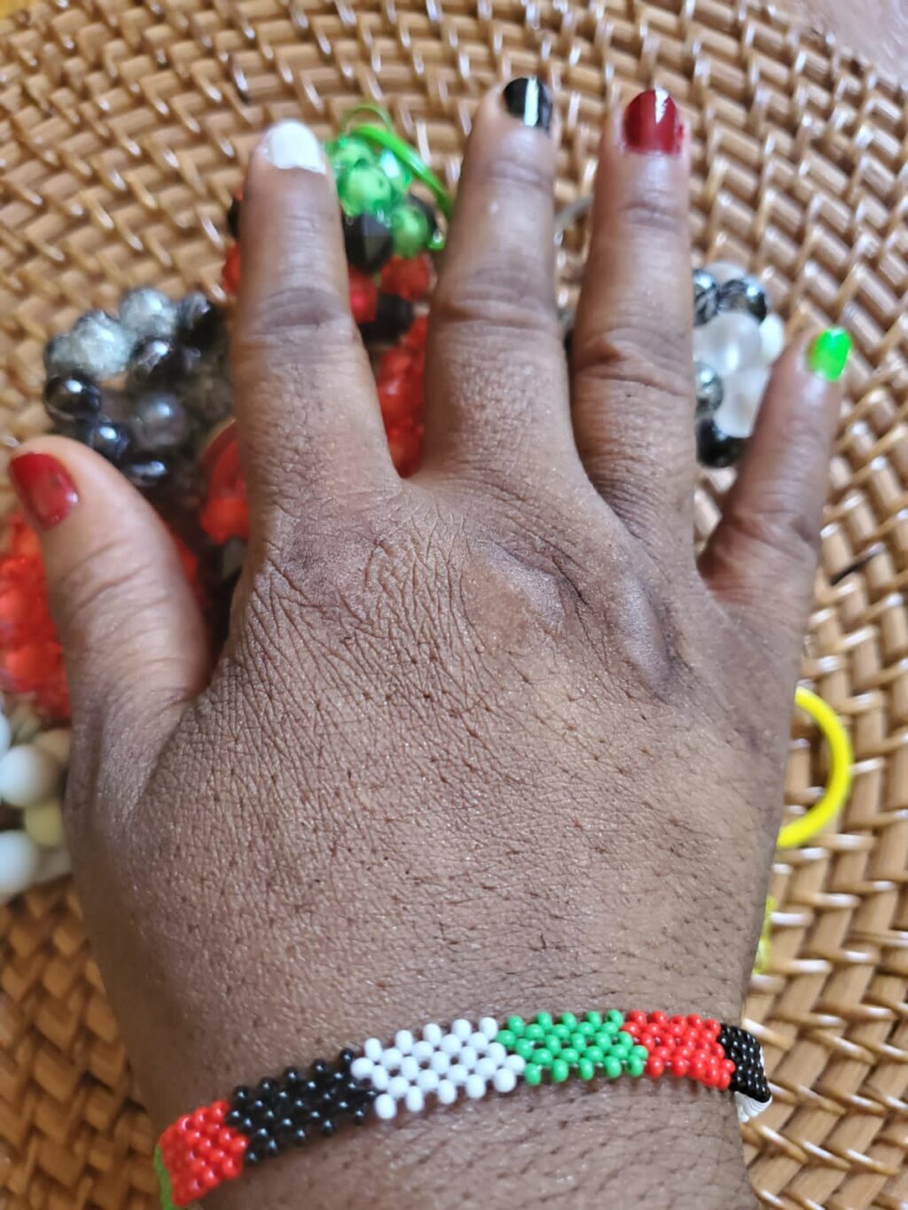 Haitian Patriotic Glass Seed Beads Bracelets